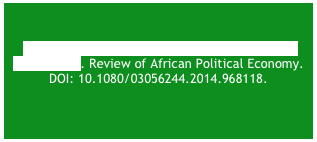 Zimbabwe’s land reform: a new politics of the countryside. Review of African Political Economy. DOI: 10.1080/03056244.2014.968118.&#13;